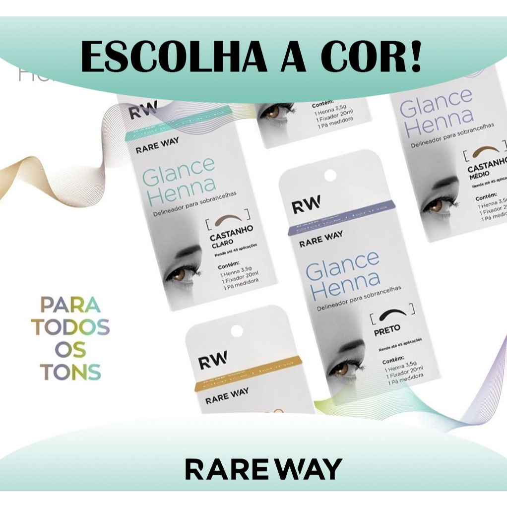 Henna glance Rareway para Sobrancelha Indiana escolha a cor 100% natural em Oferta na Shopee