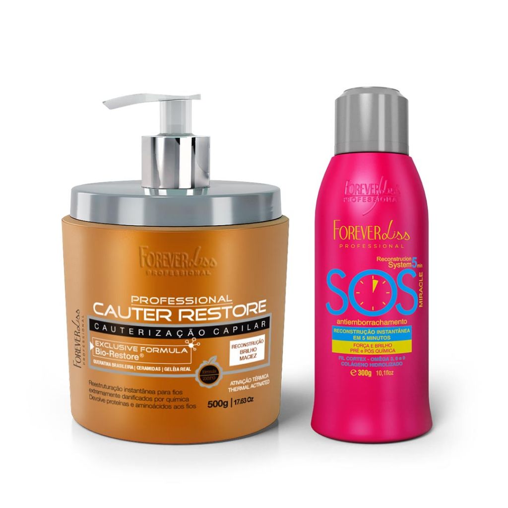 Kit Cauterização Capilar com SOS Antiemborrachamento 300ml