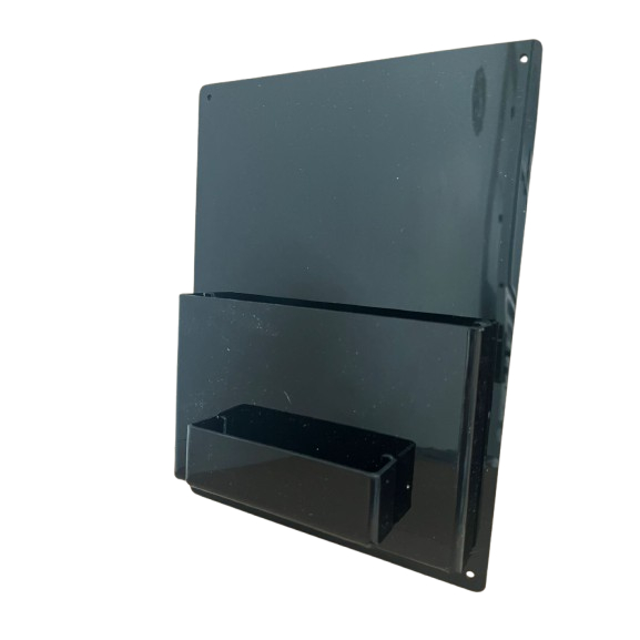 Display Acrílico Porta Folder Com Porta Cartão Panfletos A6 (10x15) Preto Parede 1pç