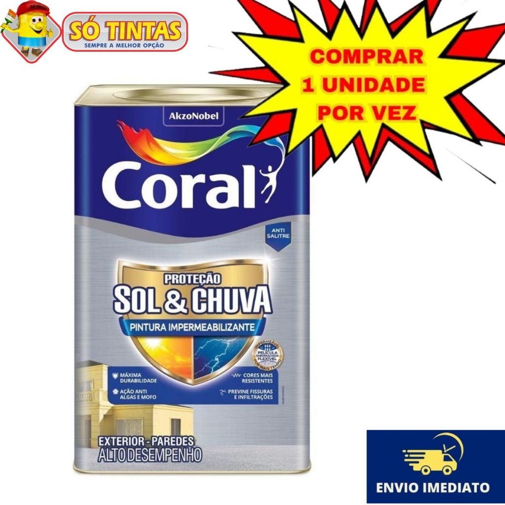 Tinta Borracha Liquida Coral Proteção Sol & Chuva 18L Impermeabilizante Branco em Oferta na Shopee