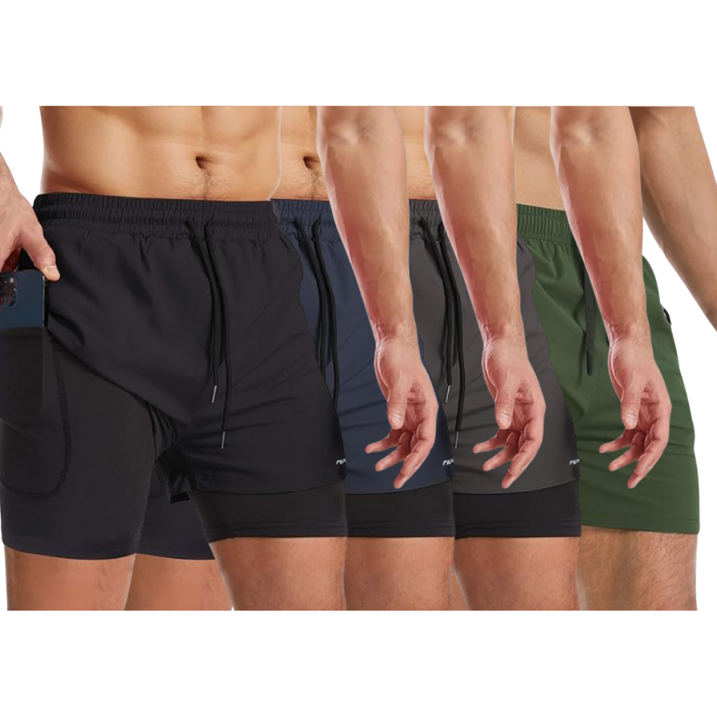 Bermuda Shorts 2 em 1 Masculino Academia Dryfit Elastano Treino Esporte