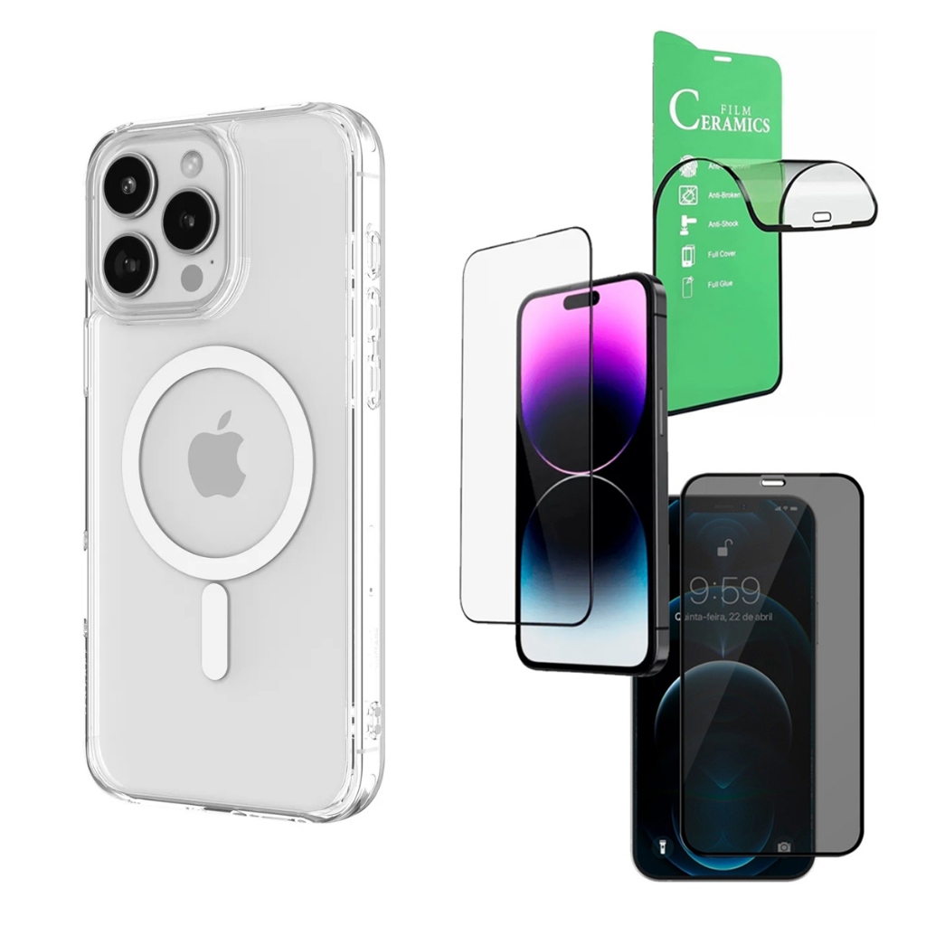 Capa Case Space Magsafe Todos Iphone 16 + Película 3D ou Cerâmica ou Privacidade em Oferta na Shopee