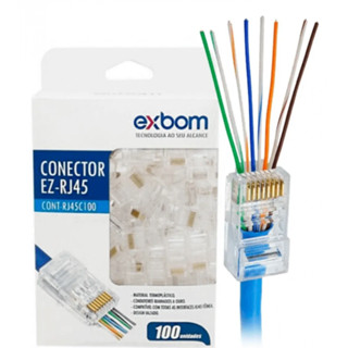 Conector RJ45 CAT5 Vazado Rede Internet Telecom Fibra Kit 10 / 20 / 30 / 50 / 100 em Oferta na Shopee