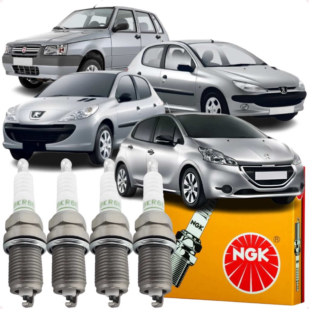 Jogo Velas Ngk 4 Velas Ignição BKR6ED C3 Xsara Brava Doblo Fiorino Idea Marea Mobi Palio Punto Siena Uno Peugeot 206 207
