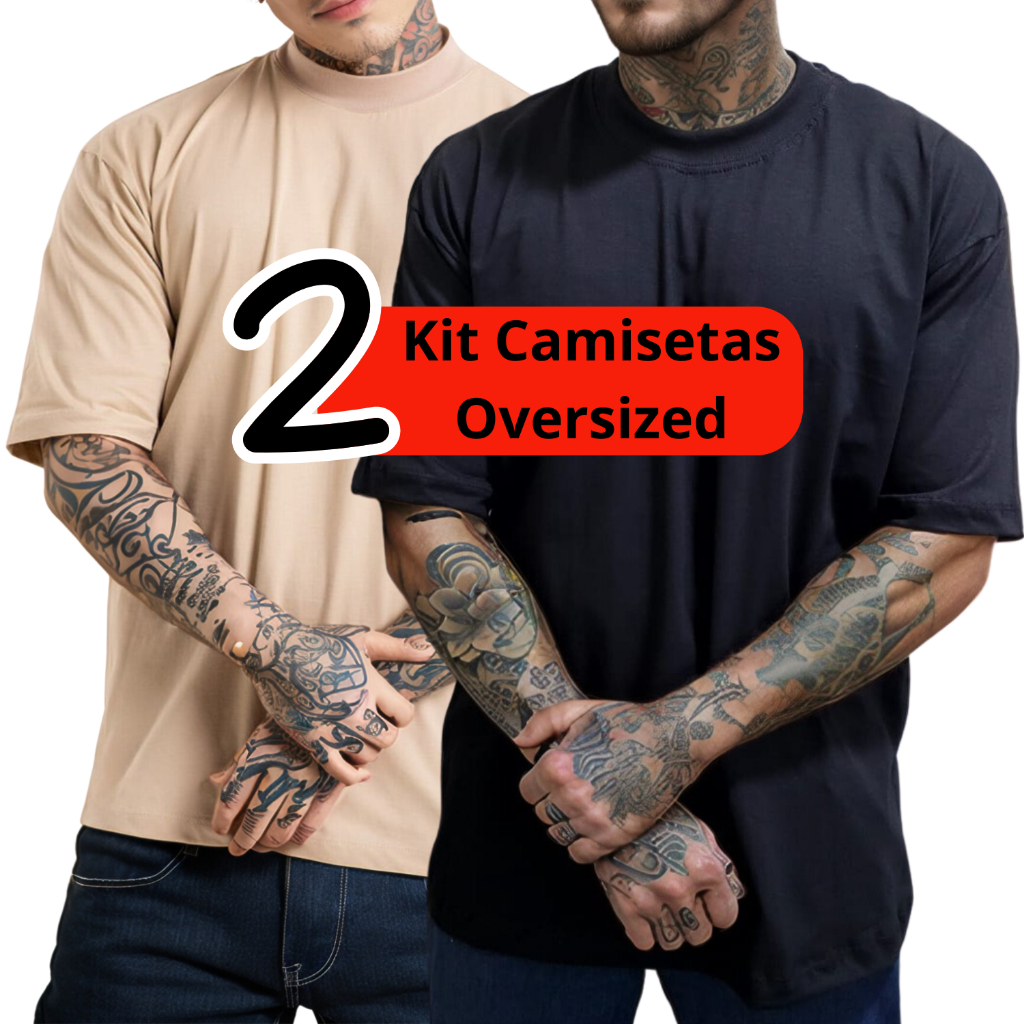 Kit Camisetas  Oversized Streetwear Masculina 100% Algodão 30.1 Padrão Americano em Oferta na Shopee