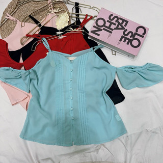 blusa ciganinha com botão Q733