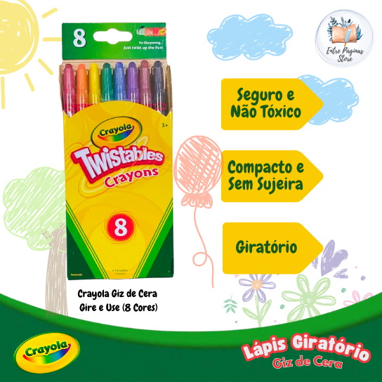 Crayola Giz de Cera Giratório Twistables Importado* - 8 Cores