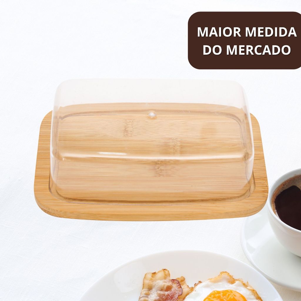 Manteigueira Porta Manteiga De Bambu Boleira Com Tampa Redondo Multiuso Jolitex MEK - Home & Living
