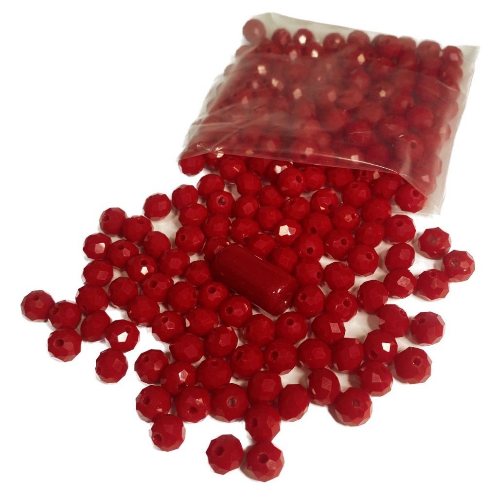 200 contas cristal 8mm Vermelho Leitoso + Firma | Guia umbanda candomblé
