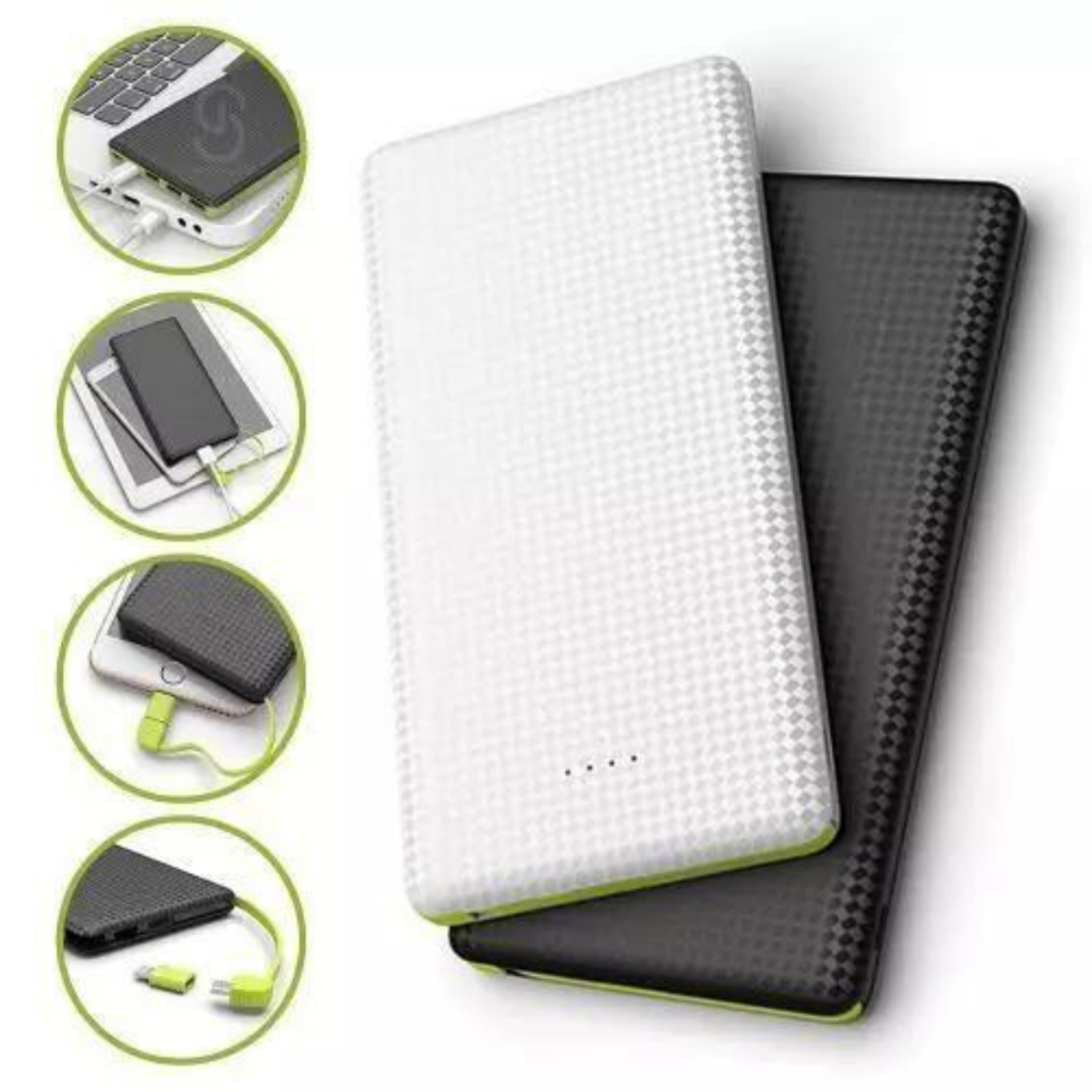 Não se engane com produtos paralelos, vendidos como originais!!  Nossos produtos são 100% Originais com um ano de garantia contra defeitos de fabricação !!!  Carregador Portatil Pineng PN-952 5000Mah  (COR: Preto/Branco)- slim com adaptador iPhone e V8  C