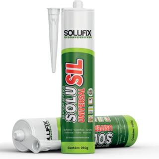 Cola Silicone Acético Solufix 230g – Vedação Universal, Impermeável e Resistente para Vidros – Incolor, Branco e Preto em Oferta na Shopee
