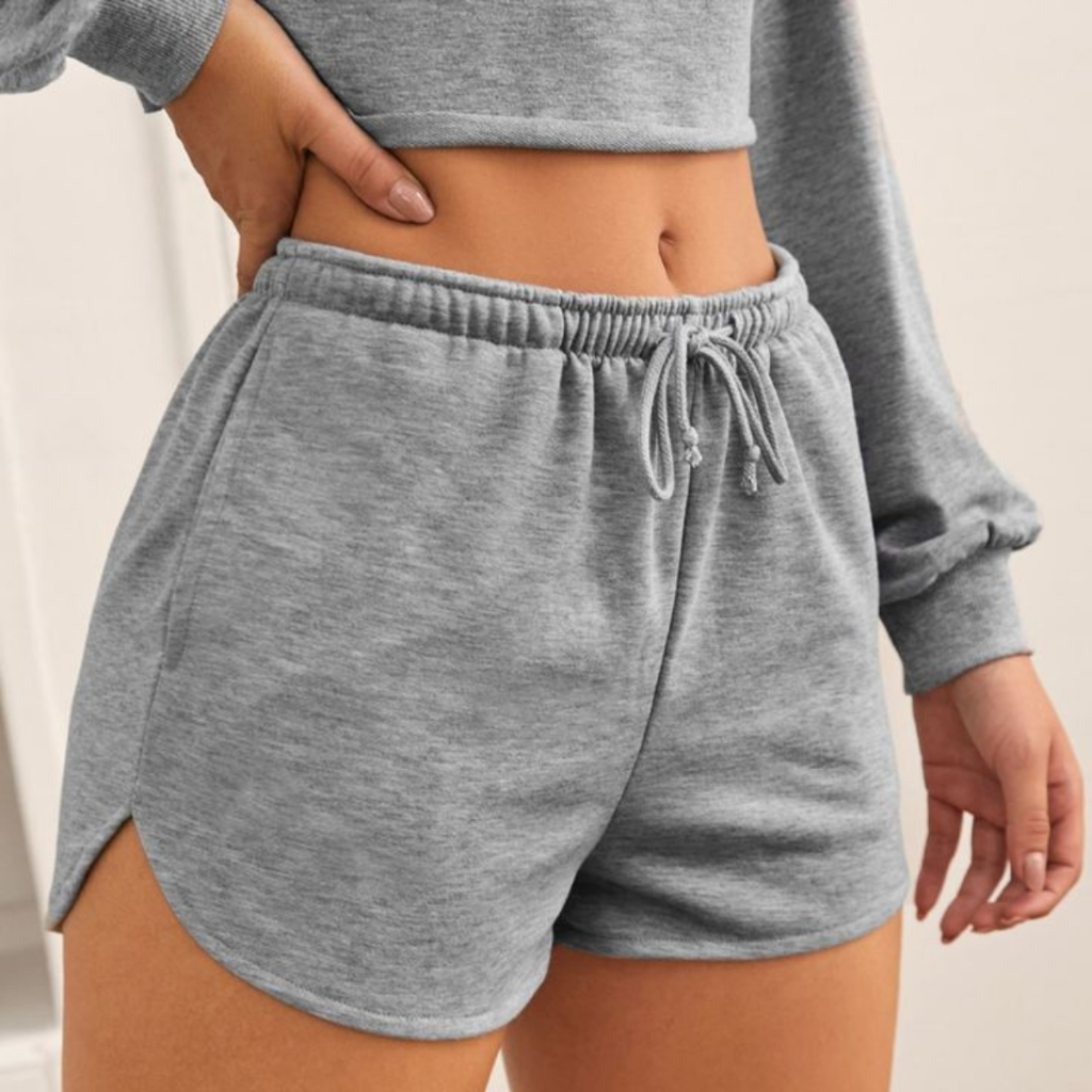 Shorts Feminino Moletinho Leve Com Elástico Na Cintura Curto Alba Moletom