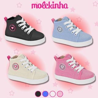 Tênis Infantil Molekinha Vano Alto Napa Turim Casual Confortável Fofo Menina em Oferta na Shopee