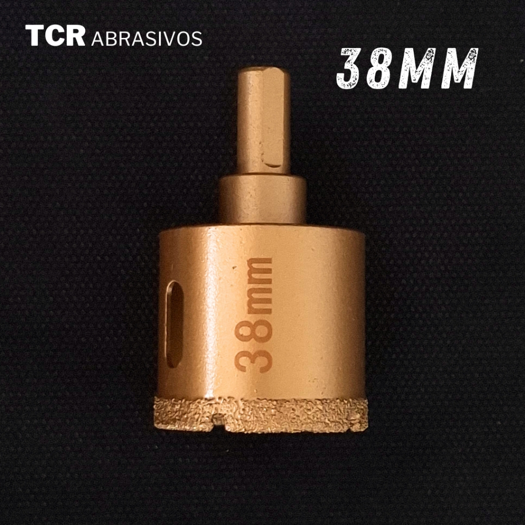 Broca Serra Copo 38mm Diamantada Em Aço Para Cerâmica Porcelanato Vidro E Outros