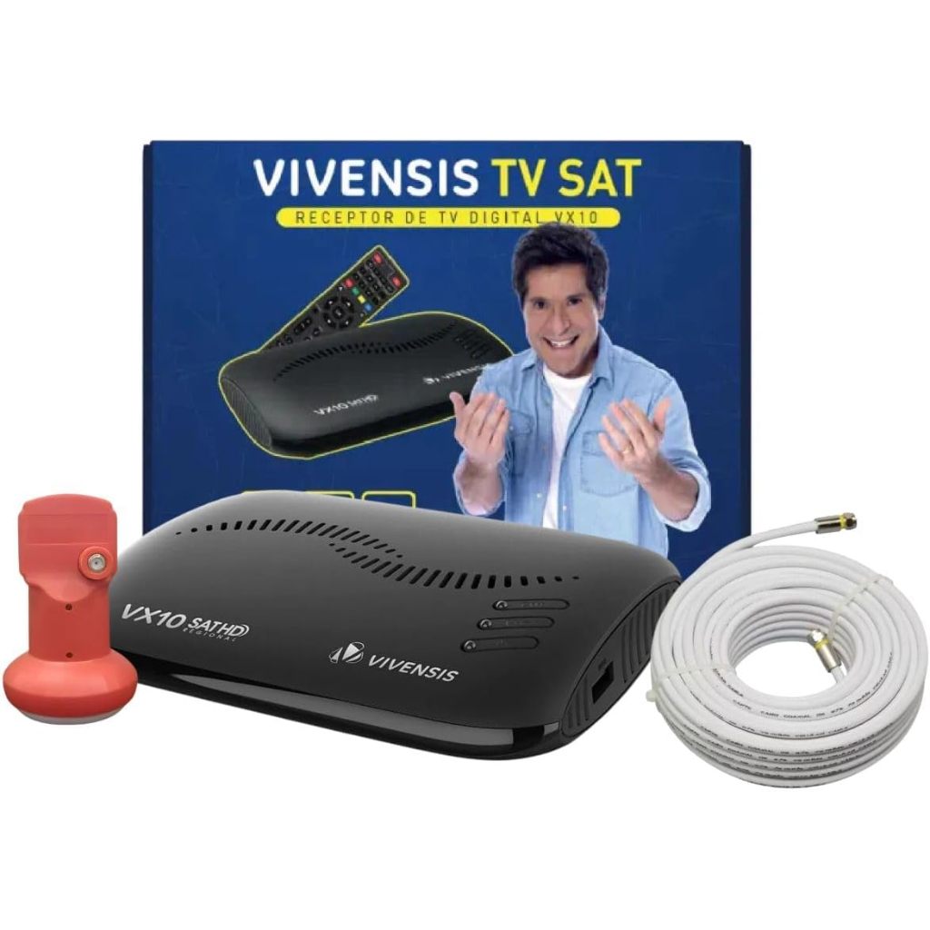 Kit Receptor Digital Vivensis Vx10 + Lnbf Ku Simples + Cabo 15m