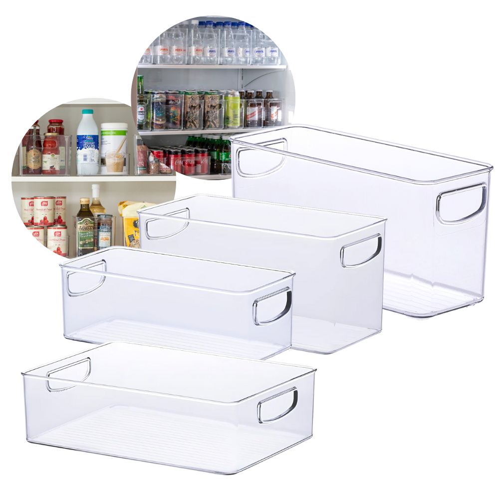 Caixa Multiuso Cesta Organizador de Geladeira Armário Lavanderia Escritório Com Alças em Acrílico em Oferta na Shopee