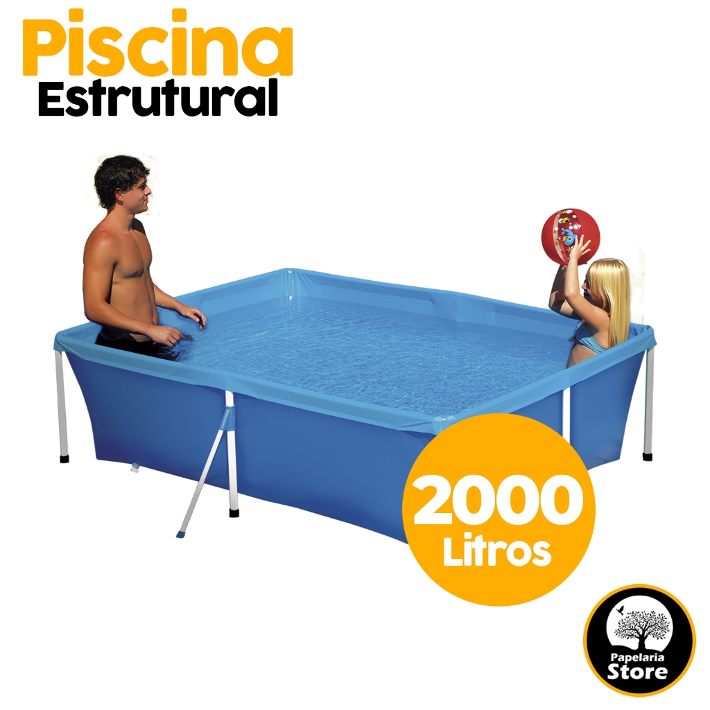 Piscina Flexível Estrutural Retangular Mor Capacidade De 2000 Litros