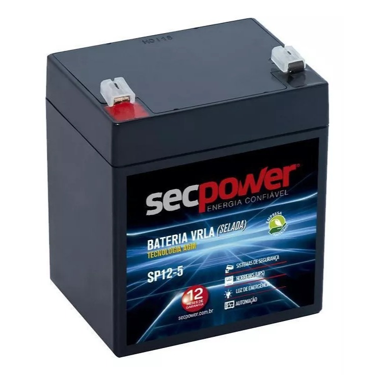 Bateria Selada 12V 5A para Nobreak , Alarmes , Cerca Elétrica , Brinquedos , Iluminação Emergência