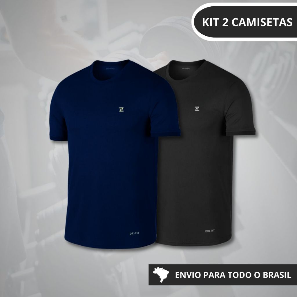 Kit com 2 Camisetas Masculinas Academia Dry Fit Esportiva Refletiva Plus Size em Oferta na Shopee