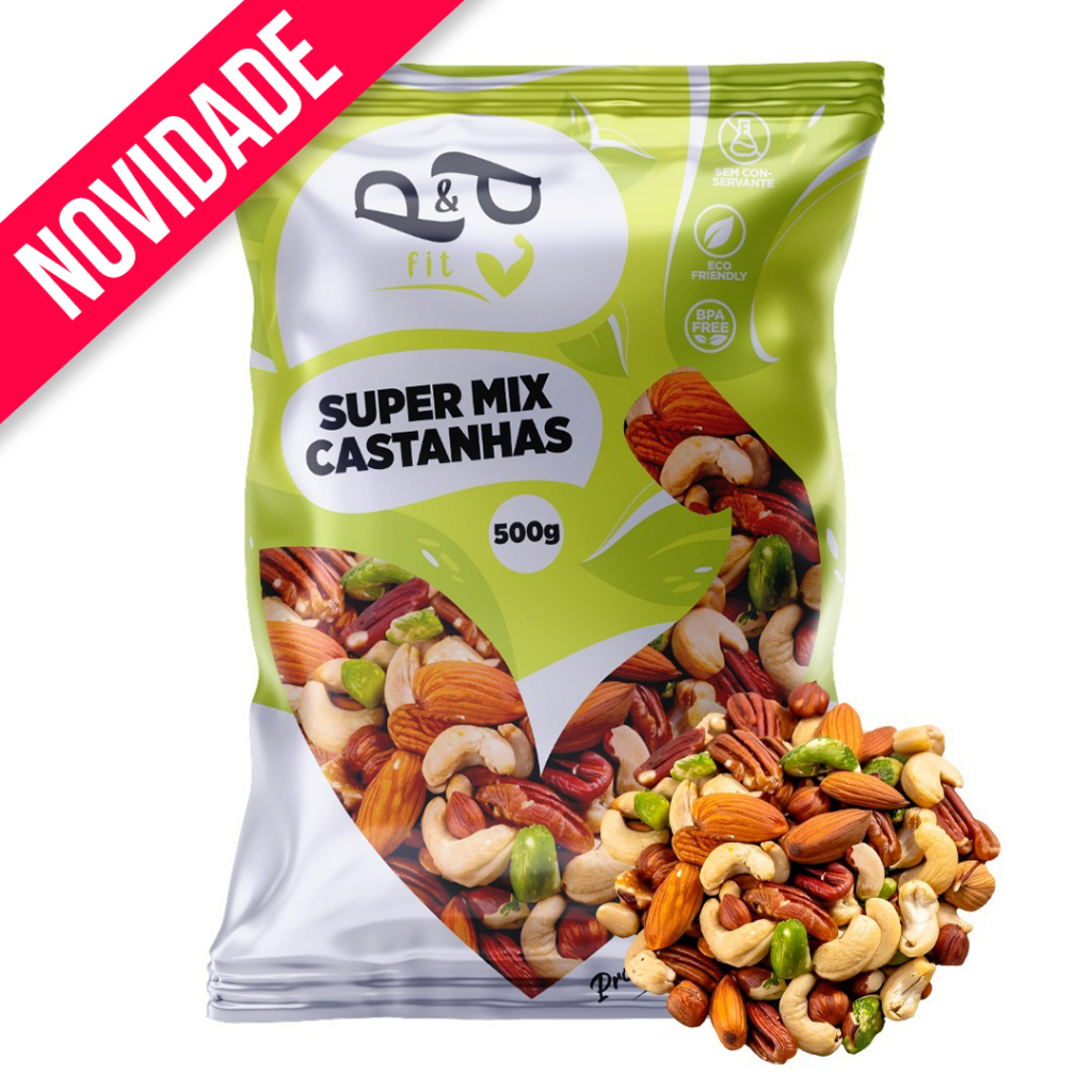 Super Mix Nuts Castanha de Caju Pará Macadâmia Avelã Nozes Amêndoa 500g