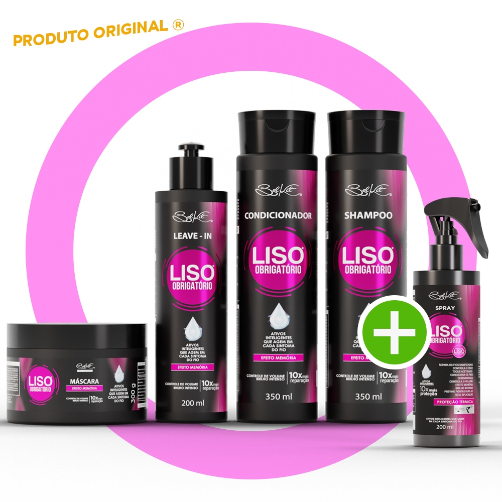Kit Capilar Liso 5 Itens Spray Finalizador Combo Alinhamento Capilar Anti Frizz Brilho Espelhado
