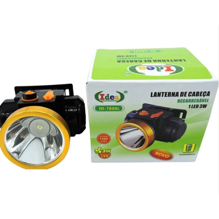 Lanterna de Cabeca 1 Led Recarregavel Com ajuste Cor Sortida