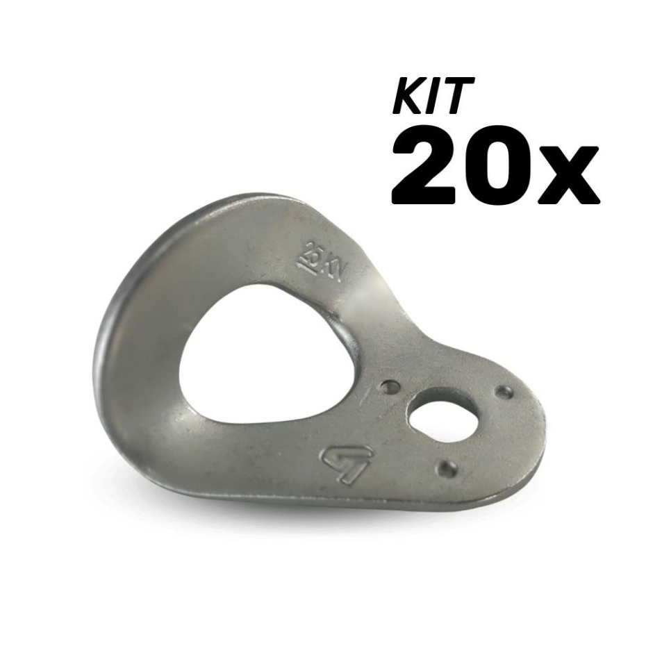 Kit 20 unid Chapeleta em Aço Carbono p/ Ancoragem Rapel Escalada
