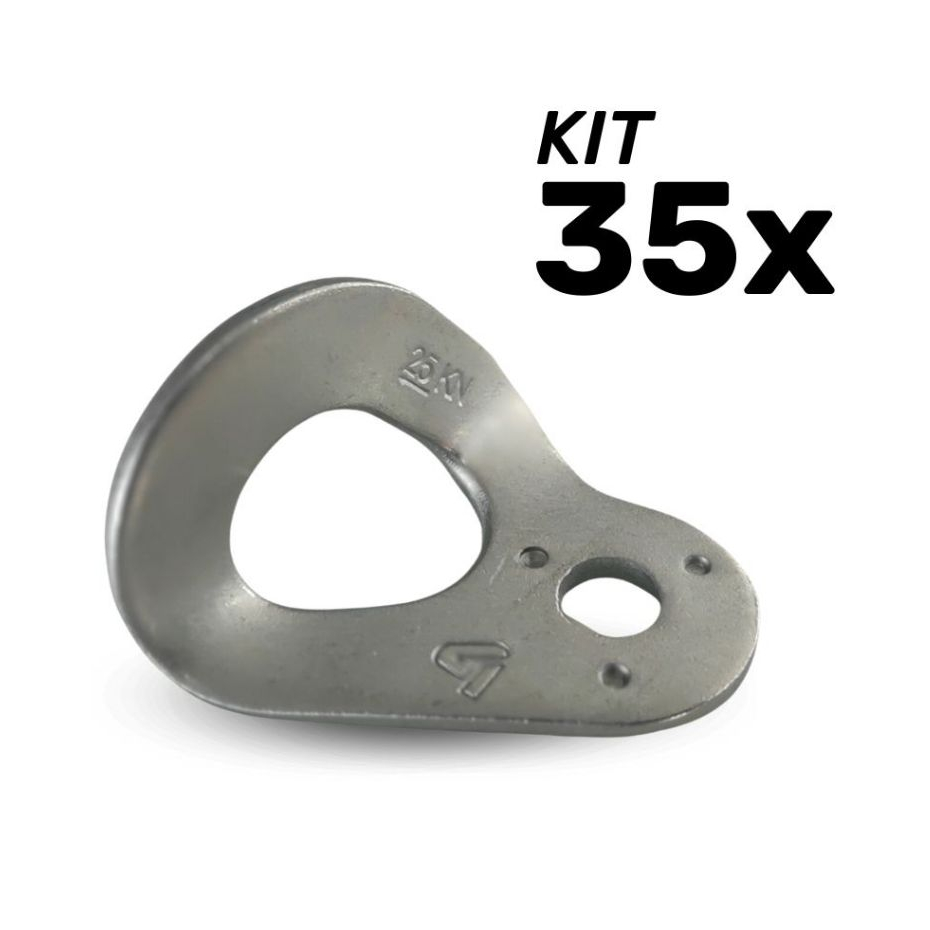 Kit 35 unid Chapeleta em Aço Carbono p/ Ancoragem Rapel Escalada