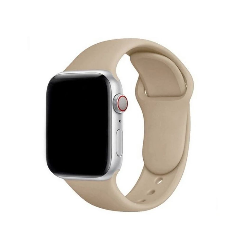 Pulseira Esportiva Smartwatch Silicone Apple Watch 42/44/45mm 38/40/41mm Series 1 2 3 4 5 6 7 8 9 10  IWO Nude capuccino