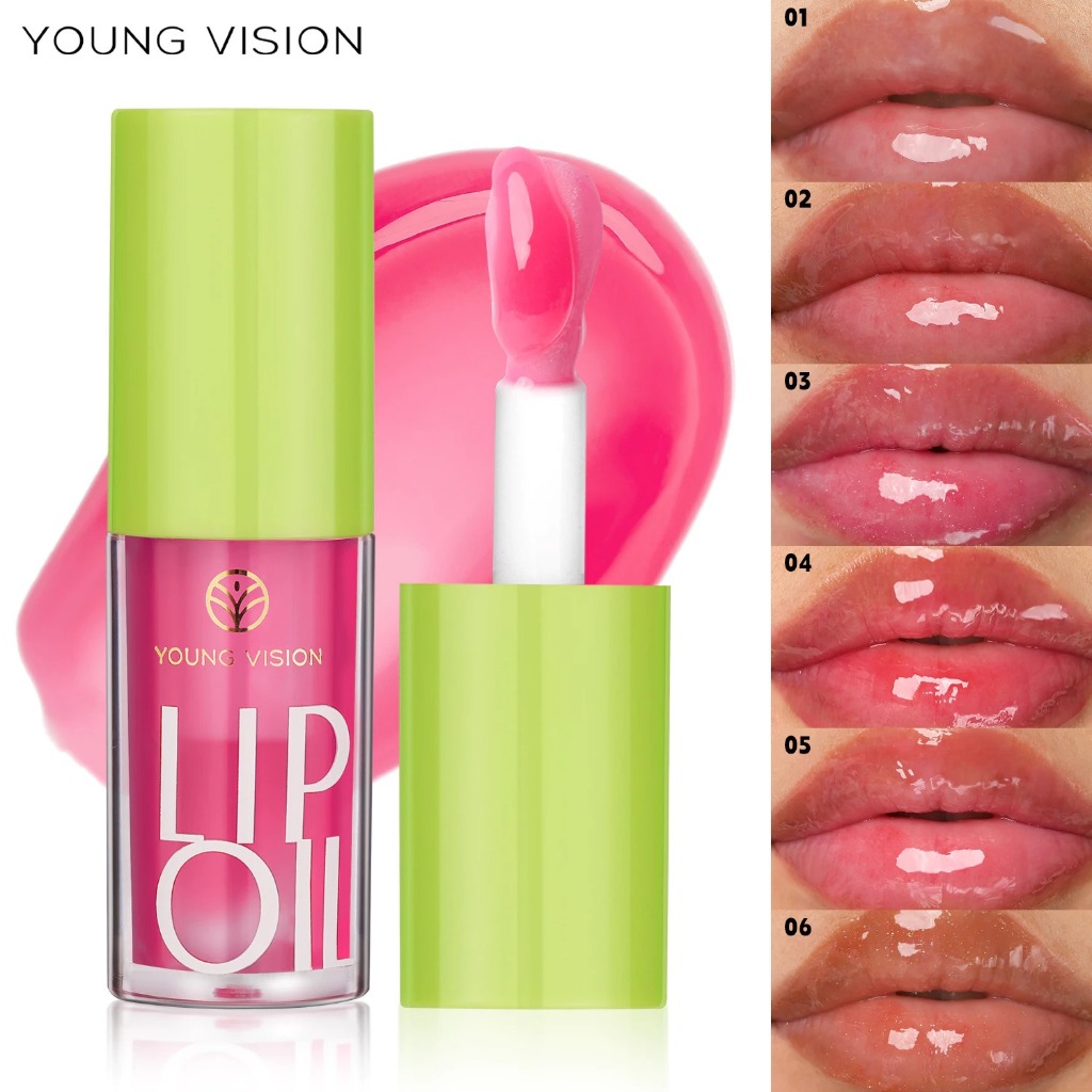 Óleo labial 6 cores brilho labial transparente hidratante cabeça de escova grande Gloss