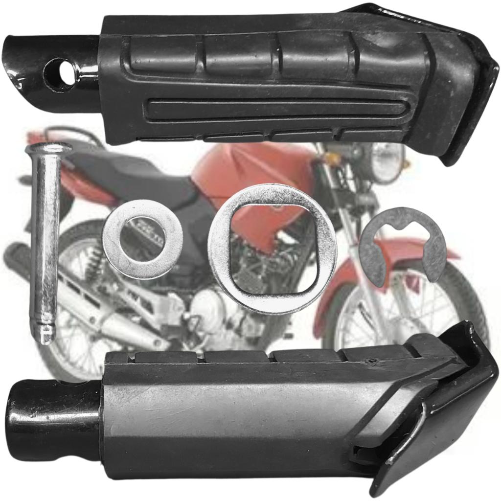 PAR DE PEDALEIRA TRASEIRA CBX 200 STRADA/ TW 125/ CB 300/ CBX 250/ TWISTER/ TITAN 150 SPORTE (COM CHAPINHA) (DIREITA ESQUERDA PRETA)