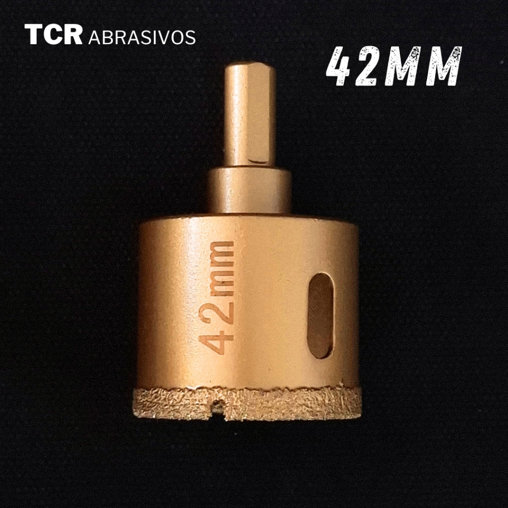 Broca Serra Copo 42mm Diamantada Em Aço Para Cerâmica Porcelanato Vidro E Outros