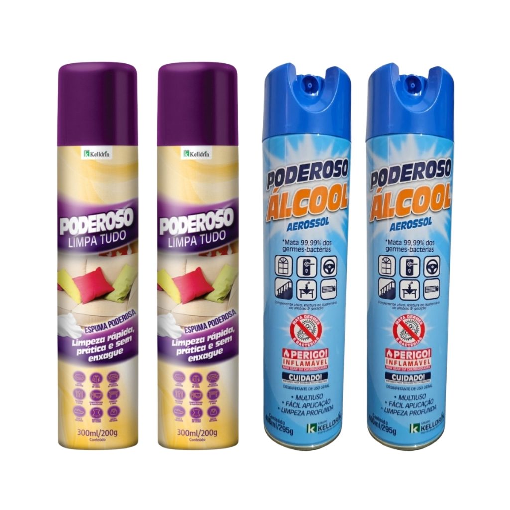 Kit Poderoso Limpa Tudo Espuma 300ml + Poderoso Álcool 400ml