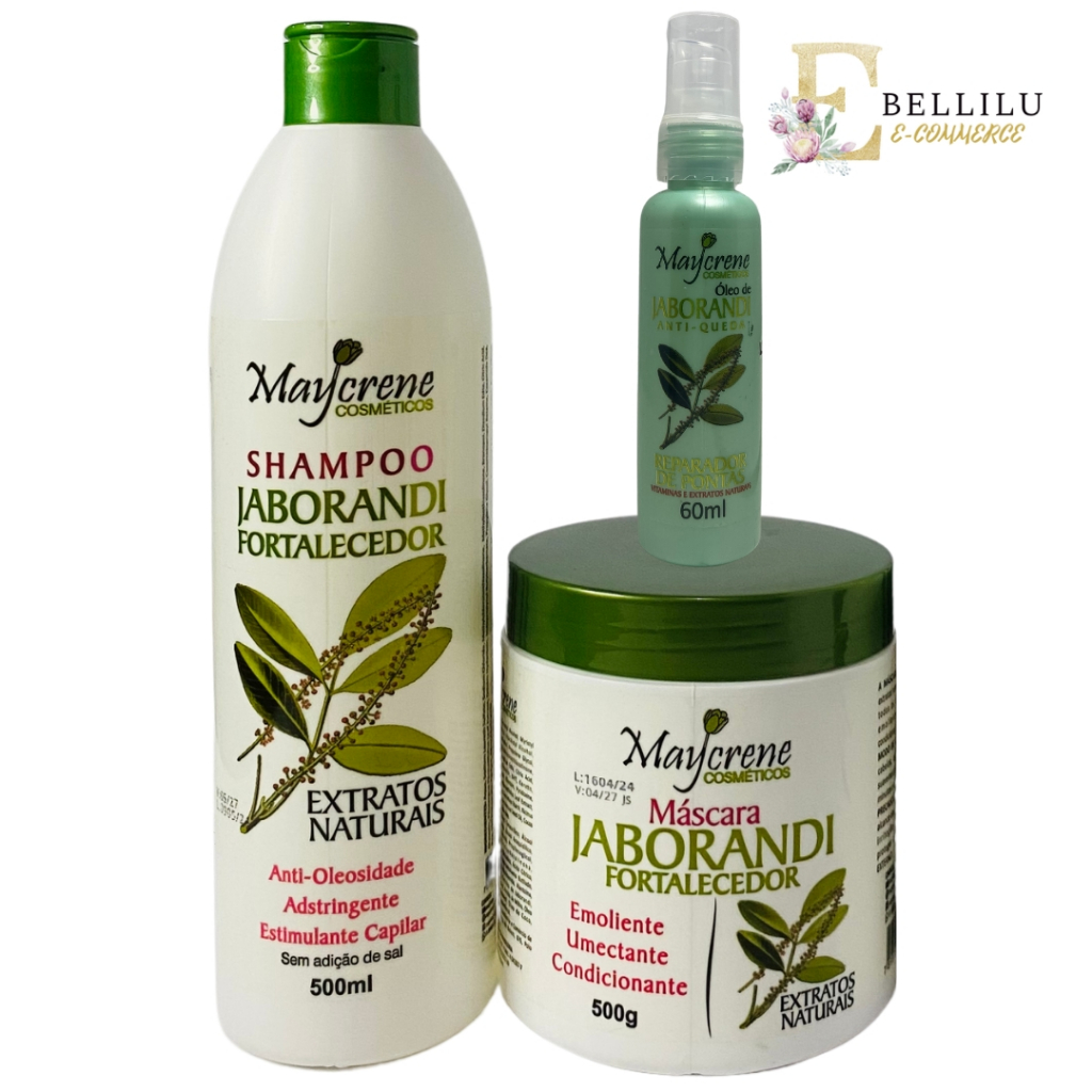 KIT JABORANDI SHAMPOO+MASCARA+OLEO JABORANDI 3x500ML MAYCRENE