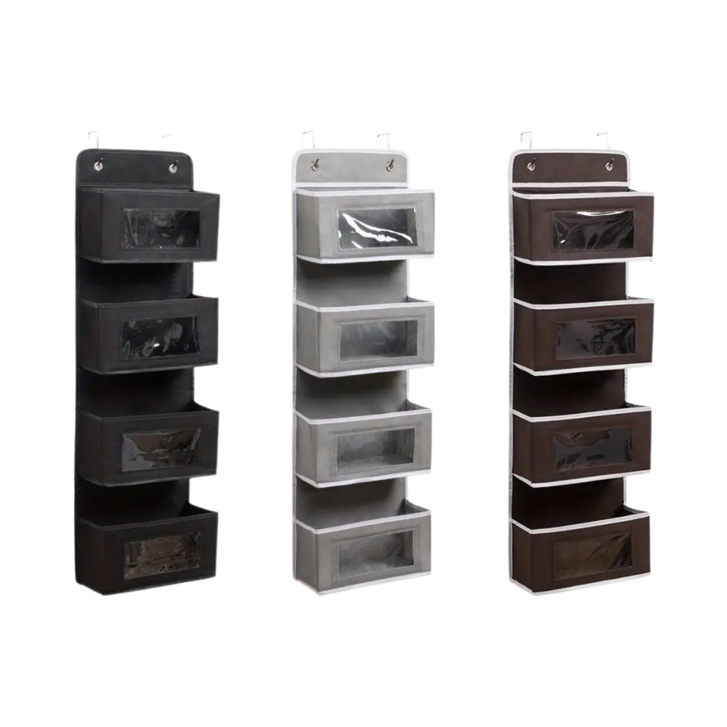 Saco Organizador Vertical Multiuso com Visor 4 Divisórias Atrás da Porta Armazenamento Cas...