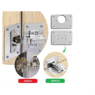 10 Placas De Reparo De Dobradiça Para Armário MDF Porta Cozinha em Oferta na Shopee