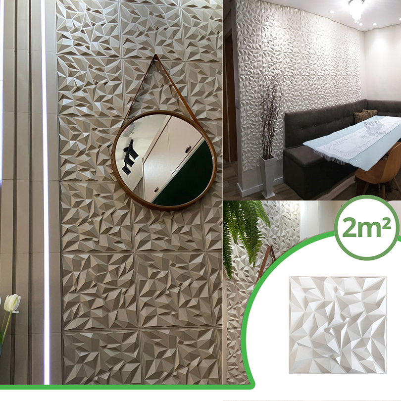 Revestimento 3D Poly | Kit com 2m² - decoração 30x30cm em Oferta na Shopee