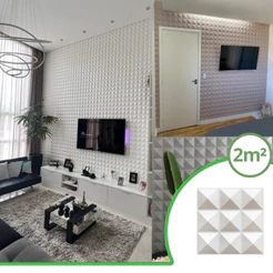 Revestimento 3D Pirâmide | Kit de 22 peças (2m²) - Decoração de Parede | Direct Borrachas