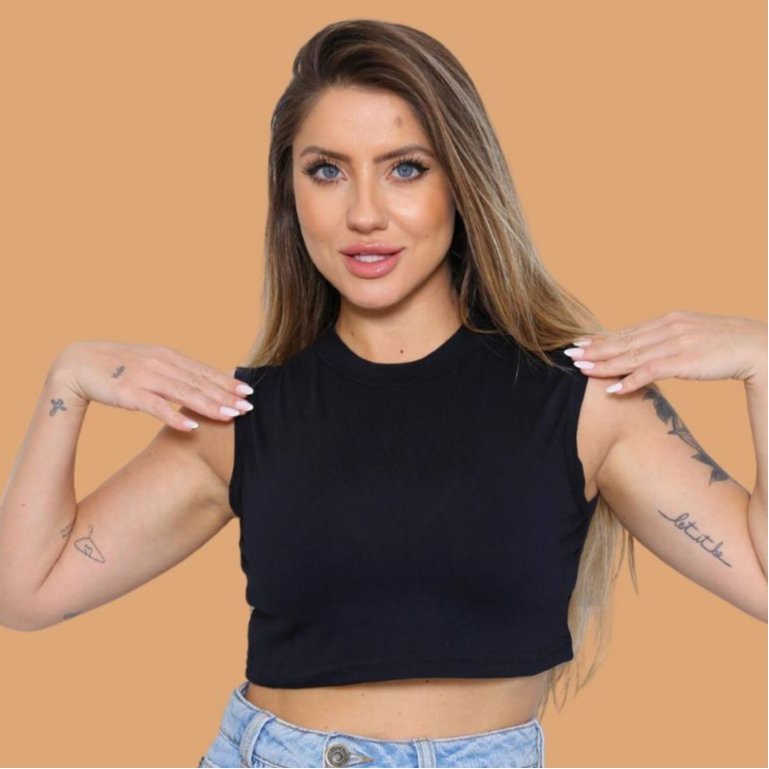 Top Cropped Liso e Estampado diversas estampas promoção gola alta moda blogueira - Women Clothes