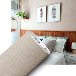 Adesivo Vinílico Lavável Telado Linho Brim Bege - Largura de 60cm em Oferta na Shopee