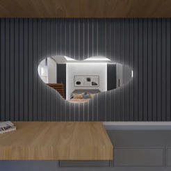 Espelho Organico Com Led E04 Luz Branca e Amarela Sala Quarto Salão