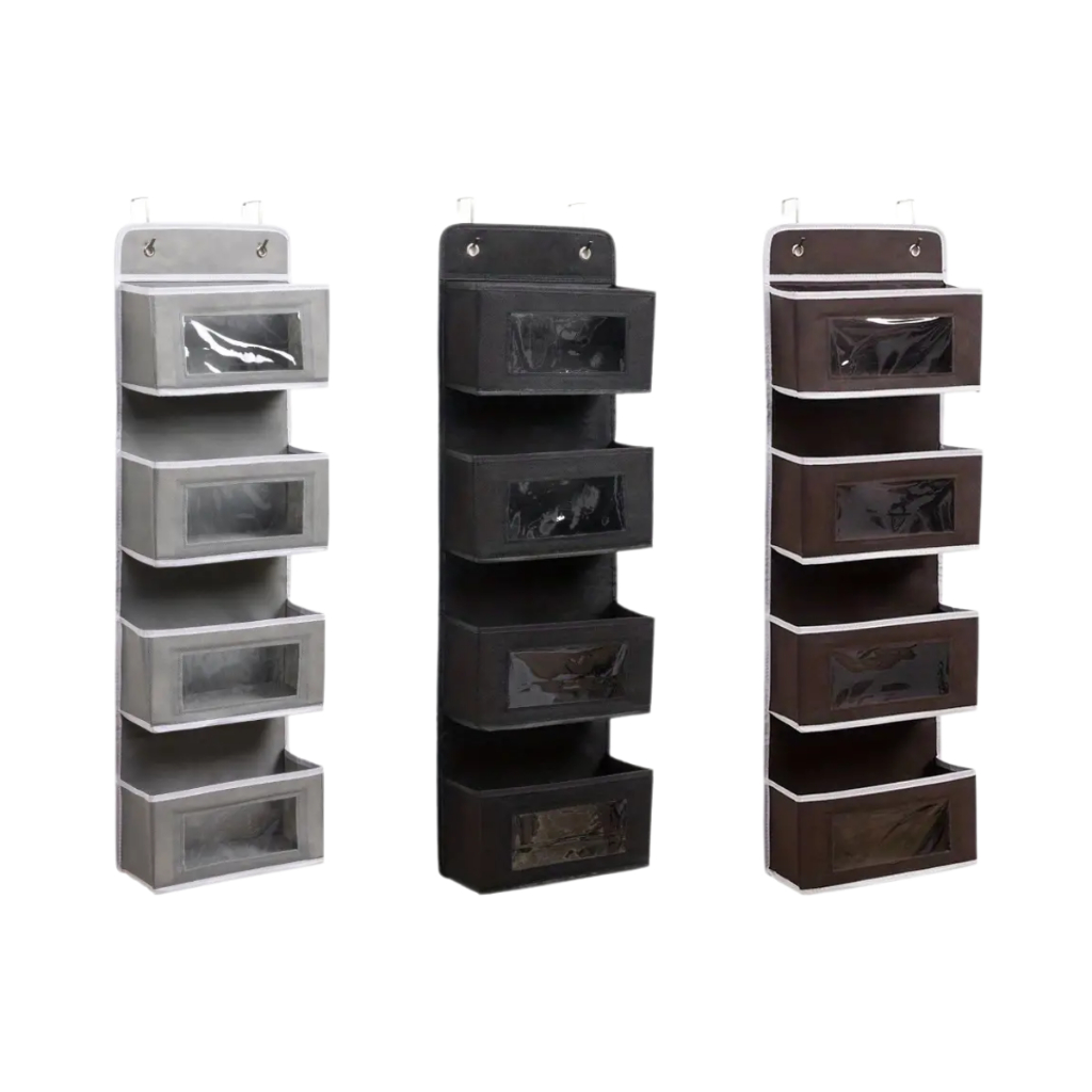 Saco Organizador Vertical Multiuso com Visor 4 Divisórias Atrás da Porta Armazenamento Casa Arrumada em Oferta na Shopee