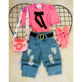 Conjunto infantil menina blogueirinha 3 peças Luxo em Oferta na Shopee