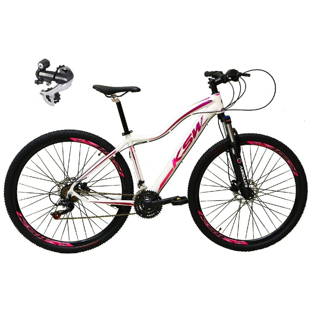 Bicicleta Aro 29 Feminina Ksw Mwza 24v Câmbio Shimano Acera K7 Garfo Trava Freio a Disco