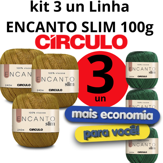 KIT 3 UNIDADES s Linha Encanto Slim Círculo Crochê/Trico 100g/ 240m em Oferta na Shopee