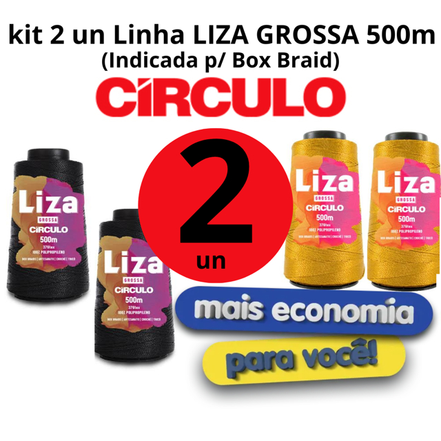 Kit 2 unidades Fio Linha Liza Grossa Círculo 500m - Indicado para Box Braid em Oferta na Shopee