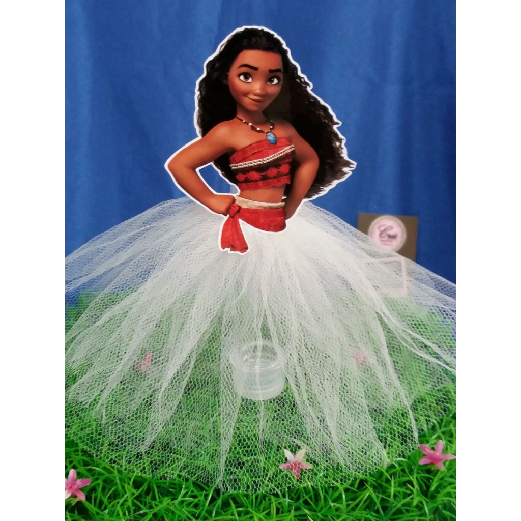 30 Tubetes Moana com saia de tule lembrancinhas decoração personalizados de festa princesas tubetes personalizado moana2