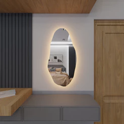Espelho Organico Com Led E05 Luz Branca e Amarela Sala Quarto Salão