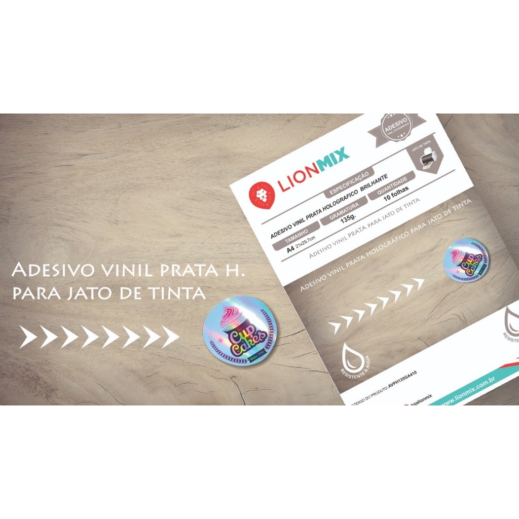 VINIL ADESIVO PRATA HOLOGRÁFICO BRILHANTE 135g. Resistente à água - A4 - 10 folhas em Oferta na Shopee