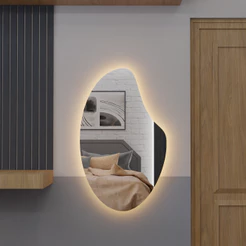 Espelho Organico Com Led E10 Luz Branca e Amarela Sala Quarto Salão